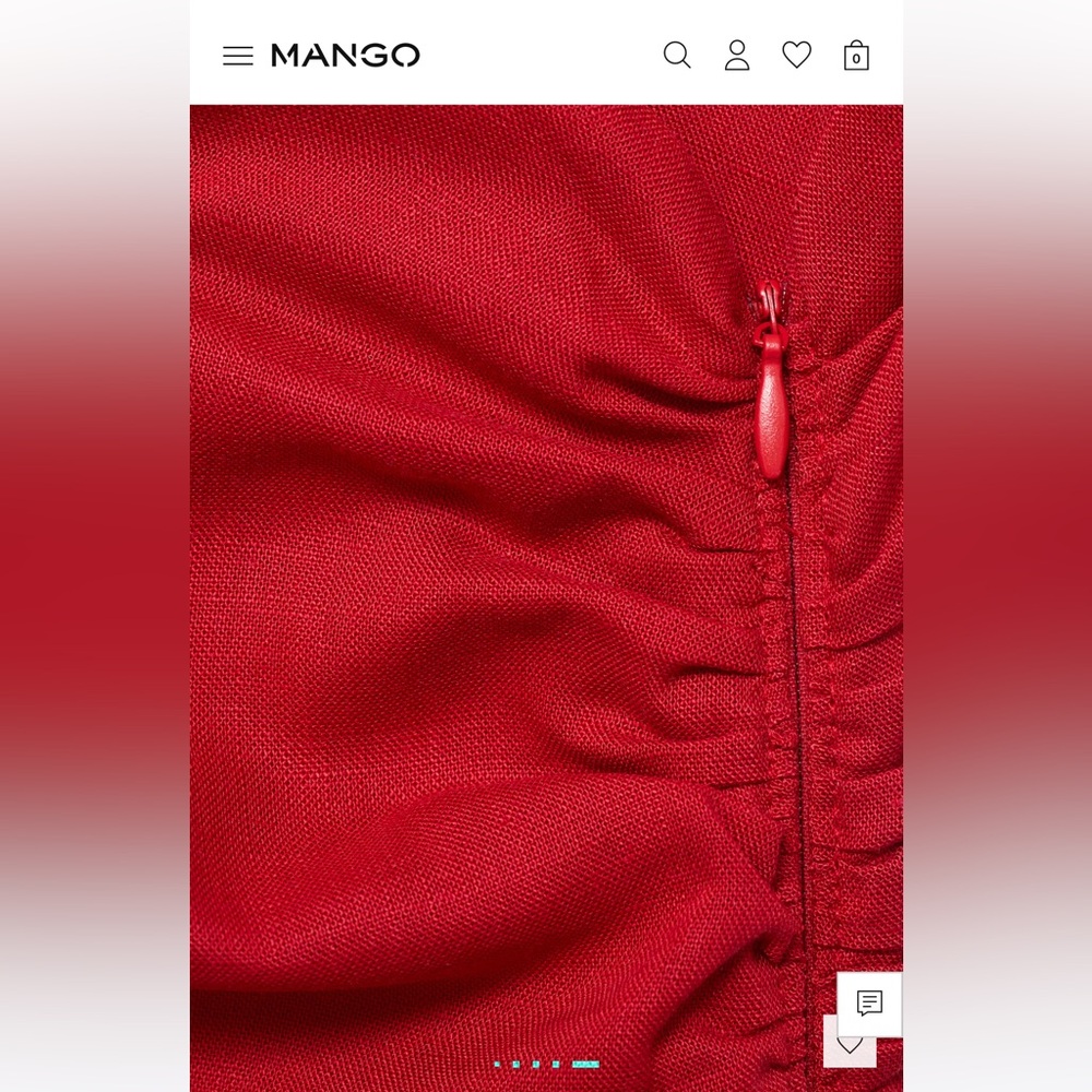 MANGO Elegant Red One-Shoulder Linen Dress - Picture 6 of 9